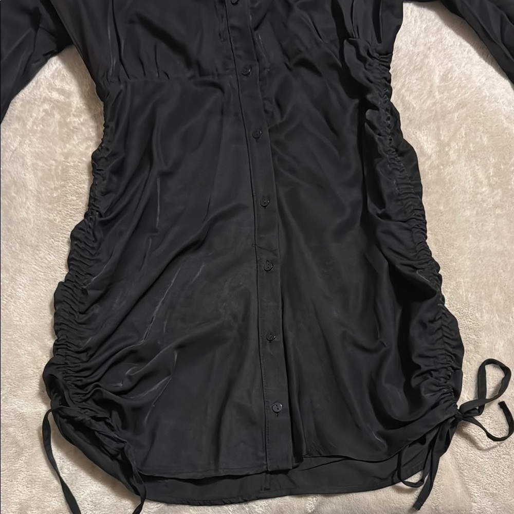 Black Button-Up Ruched Dress - Picture 2 of 2
